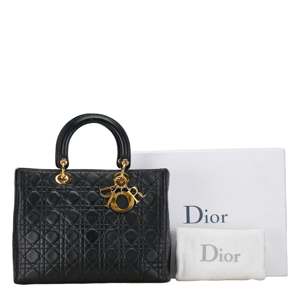 ディオール カナージュ レディディオール ハンドバッグ ブラック ラムスキン レディース Dior 【中古】