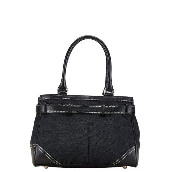 コーチ シグネチャー ハンドバッグ 8K06 ブラック キャンバス レザー レディース COACH 【中古】