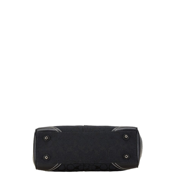 コーチ シグネチャー ハンドバッグ 8K06 ブラック キャンバス レザー レディース COACH 【中古】