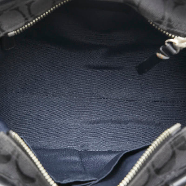 コーチ シグネチャー ハンドバッグ 8K06 ブラック キャンバス レザー レディース COACH 【中古】