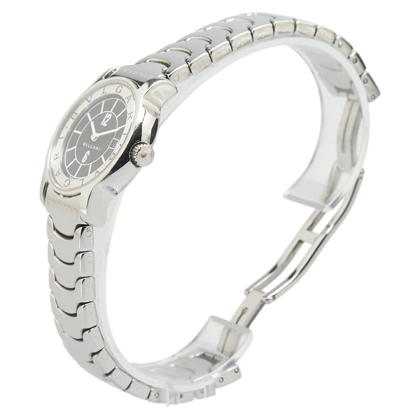ブルガリ ソロテンポ 腕時計 ST29S クオーツ ブラック文字盤 ステンレススチール レディース BVLGARI 【中古】