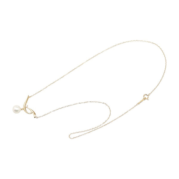 ミキモト K18YG イエローゴールド アコヤパール7.5mm ダイヤ ペンダントネックレス レディース MIKIMOTO 【中古】