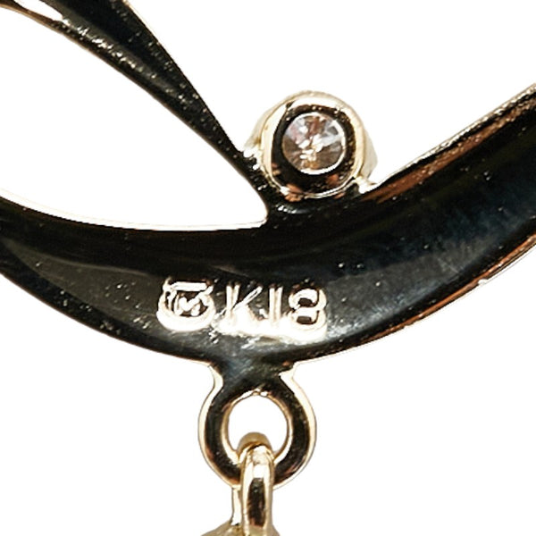 ミキモト K18YG イエローゴールド アコヤパール7.5mm ダイヤ ペンダントネックレス レディース MIKIMOTO 【中古】