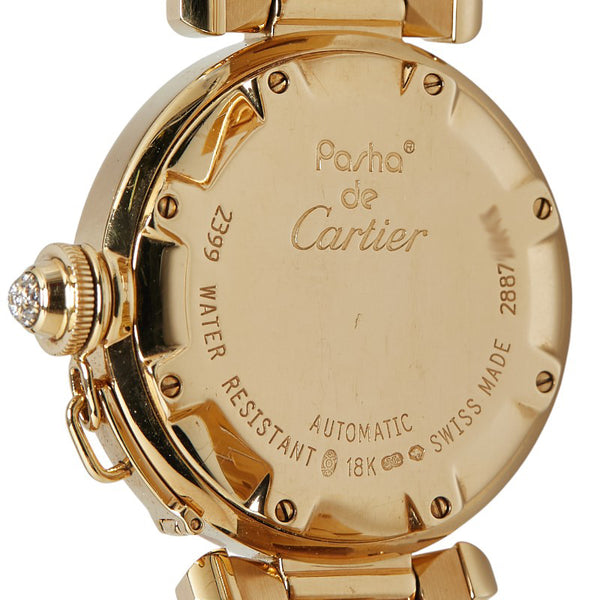 カルティエ パシャグリッド ダイヤ 腕時計 2399 自動巻き ホワイト文字盤 K18YG イエローゴールド ステンレススチール メンズ CARTIER 【中古】