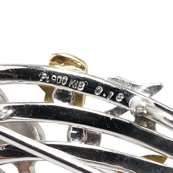 ショウ ヤマガタ Pt900 プラチナ K18YG イエローゴールド コンビ ダイヤ0.18ct 音符 星 月 モチーフ ペンダント兼用ブローチ レディース SYOU YAMAGATA 【中古】