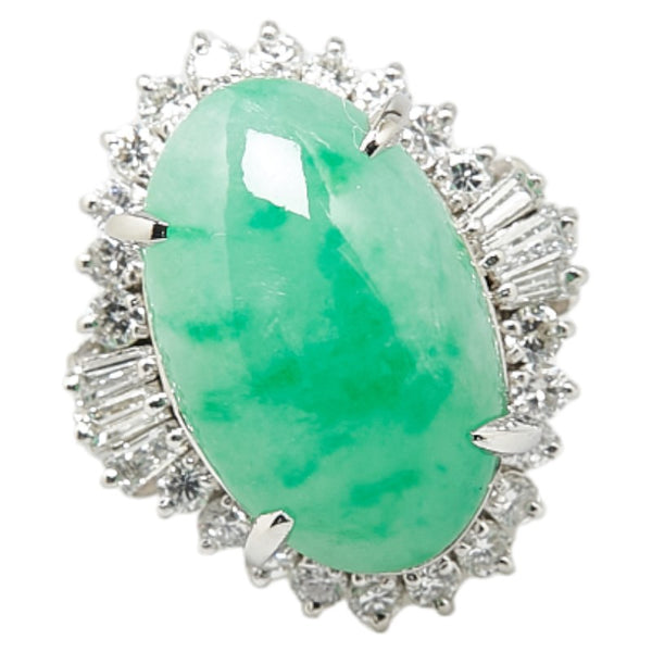 Pt900 プラチナ 翡翠 ダイヤ0.62ct リング 指輪 レディース 10号 【中古】