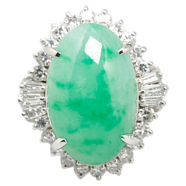 Pt900 プラチナ 翡翠 ダイヤ0.62ct リング 指輪 レディース 10号 【中古】