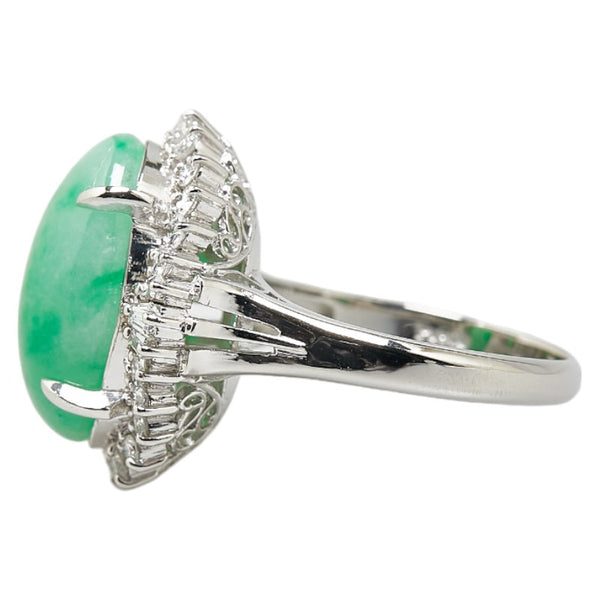 Pt900 プラチナ 翡翠 ダイヤ0.62ct リング 指輪 レディース 10号 【中古】