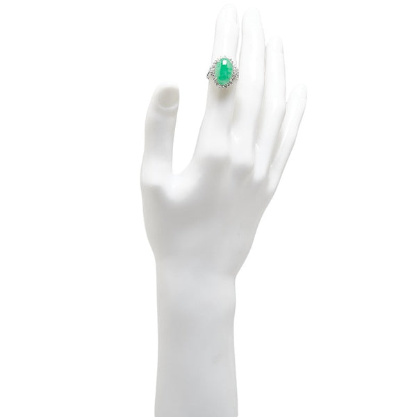 Pt900 プラチナ 翡翠 ダイヤ0.62ct リング 指輪 レディース 10号 【中古】