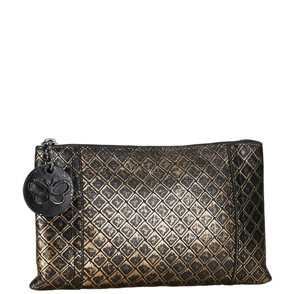 ボッテガヴェネタ イントレチャート ポーチ ゴールド レザー レディース BOTTEGAVENETA 【中古】