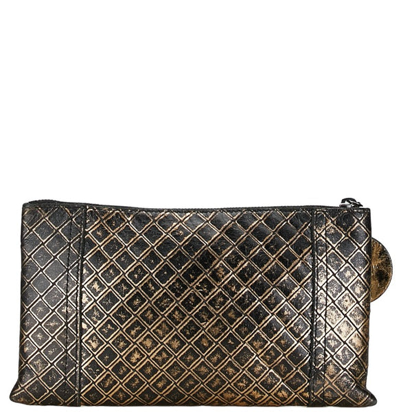 ボッテガヴェネタ イントレチャート ポーチ ゴールド レザー レディース BOTTEGAVENETA 【中古】