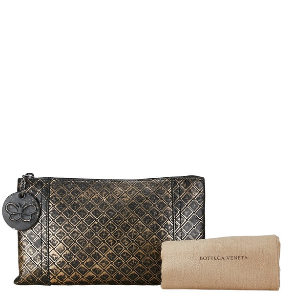 ボッテガヴェネタ イントレチャート ポーチ ゴールド レザー レディース BOTTEGAVENETA 【中古】