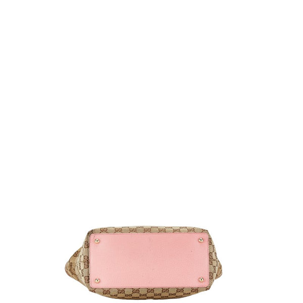 グッチ GGキャンバス トートバッグ 120836 ピンク ベージュ キャンバス レザー レディース GUCCI 【中古】