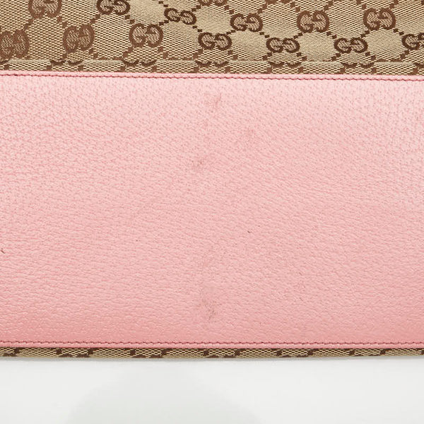 グッチ GGキャンバス トートバッグ 120836 ピンク ベージュ キャンバス レザー レディース GUCCI 【中古】