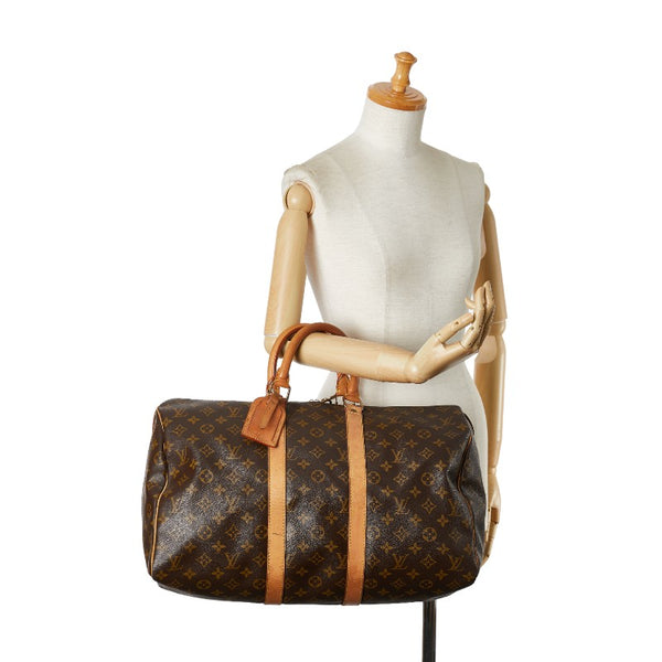 ルイ ヴィトン モノグラム キーポル45 ボストンバッグ M41428 ブラウン PVC レザー レディース LOUIS VUITTON 【中古】