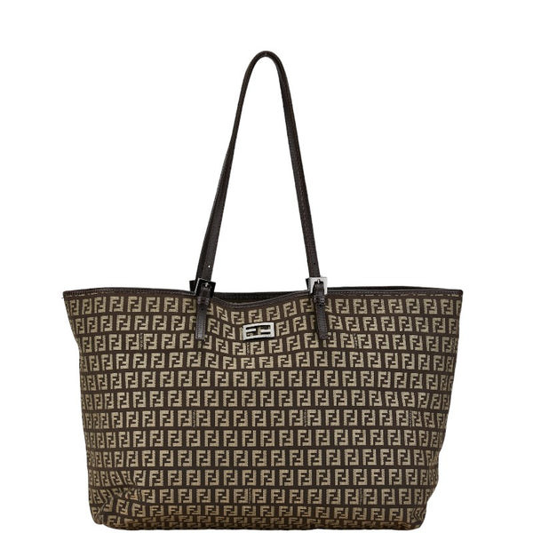 フェンディ ズッキーノ トートバッグ 8BH127 ブラウン キャンバス レザー レディース FENDI 【中古】