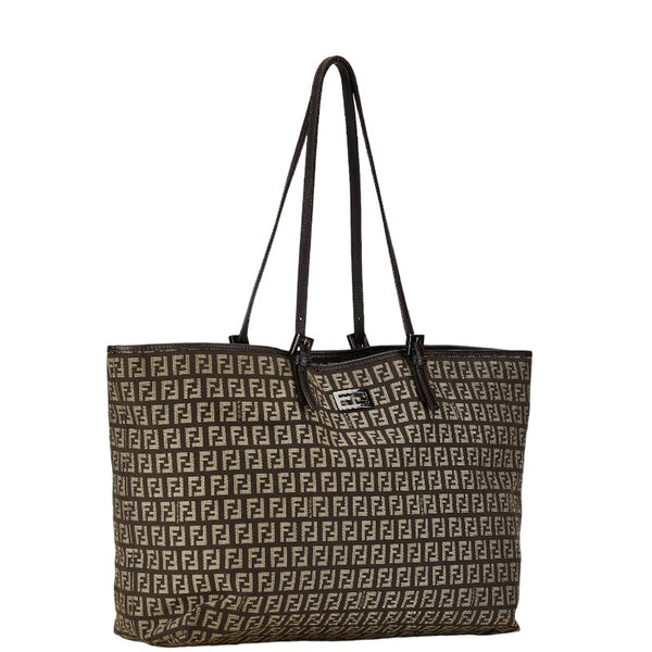 フェンディ ズッキーノ トートバッグ 8BH127 ブラウン キャンバス レザー レディース FENDI 【中古】