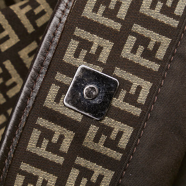 フェンディ ズッキーノ トートバッグ 8BH127 ブラウン キャンバス レザー レディース FENDI 【中古】