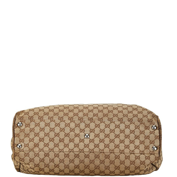 グッチ GGキャンバス トートバッグ 153213 ブラウン キャンバス レザー レディース GUCCI 【中古】