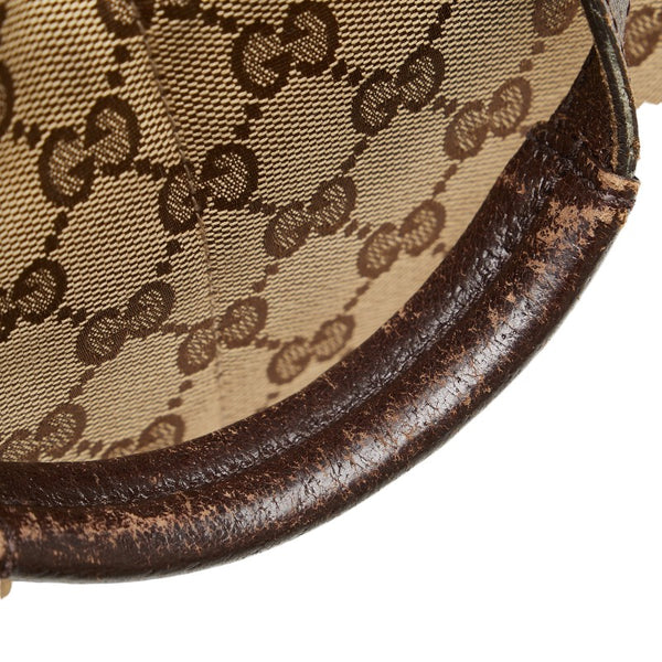 グッチ GGキャンバス トートバッグ 153213 ブラウン キャンバス レザー レディース GUCCI 【中古】