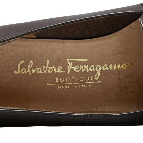 サルヴァトーレフェラガモ ガンチーニ ローファー サイズ：8 1/2 ブラウン レザー メンズ Salvatore Ferragamo 【中古】