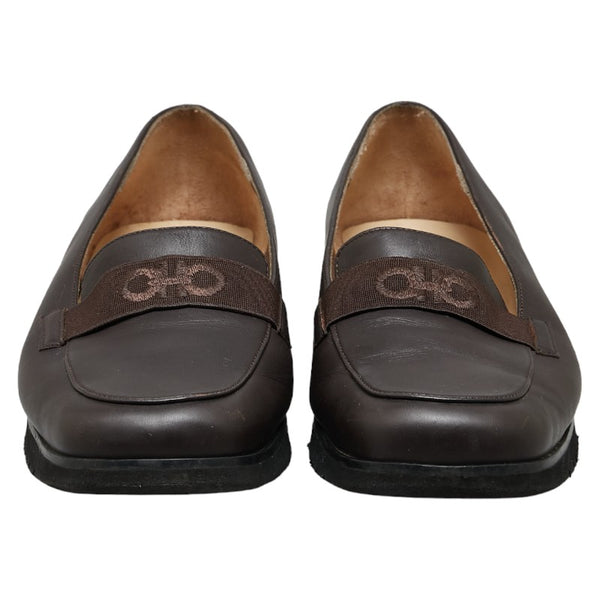 サルヴァトーレフェラガモ ガンチーニ ローファー サイズ：8 1/2 ブラウン レザー メンズ Salvatore Ferragamo 【中古】