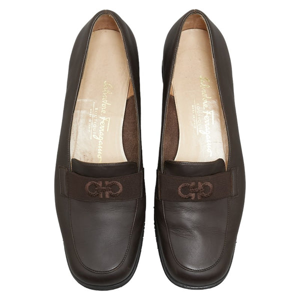 サルヴァトーレフェラガモ ガンチーニ ローファー サイズ：8 1/2 ブラウン レザー メンズ Salvatore Ferragamo 【中古】