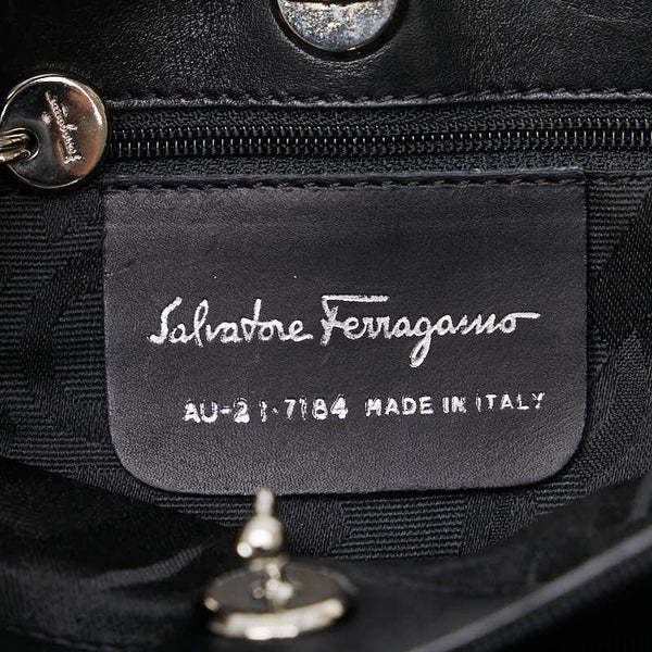 サルヴァトーレフェラガモ ハンドバッグ ショルダーバッグ 2WAY ブラック シルバー キャンバス レディース Salvatore Ferragamo 【中古】