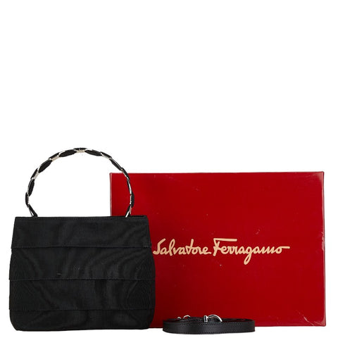 サルヴァトーレフェラガモ ハンドバッグ ショルダーバッグ 2WAY ブラック シルバー キャンバス レディース Salvatore Ferragamo 【中古】