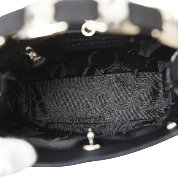 サルヴァトーレフェラガモ ハンドバッグ ショルダーバッグ 2WAY ブラック シルバー キャンバス レディース Salvatore Ferragamo 【中古】