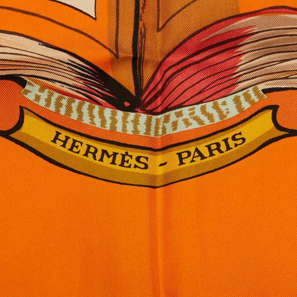 エルメス カレ90 CHIFFRES ET MONOGRAMMES-ANNEE 1886 図面や記号 スカーフ オレンジ マルチカラー シルク レディース HERMES 【中古】