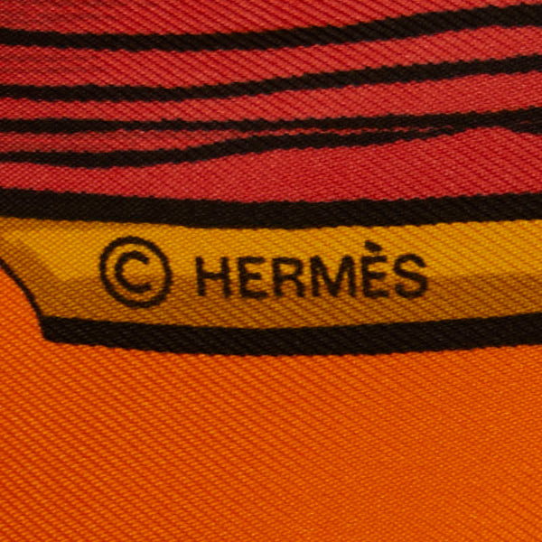 エルメス カレ90 CHIFFRES ET MONOGRAMMES-ANNEE 1886 図面や記号 スカーフ オレンジ マルチカラー シルク レディース HERMES 【中古】