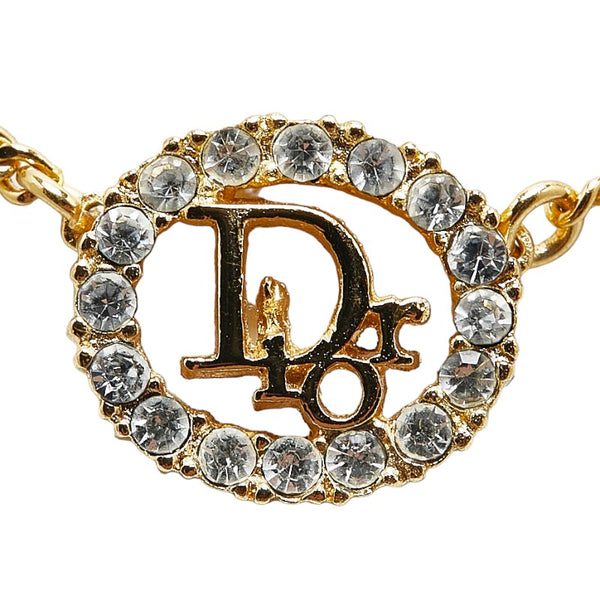 ディオール CDロゴ ラインストーン ネックレス ゴールド メッキ レディース Dior 【中古】