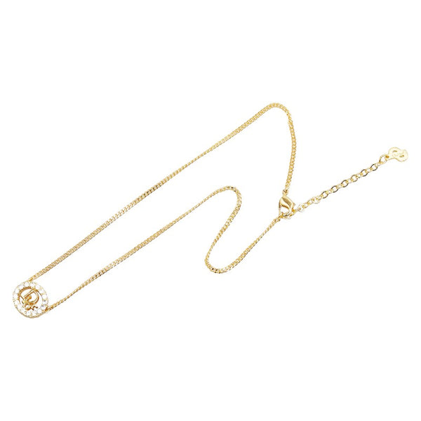 ディオール CDロゴ ラインストーン ネックレス ゴールド メッキ レディース Dior 【中古】