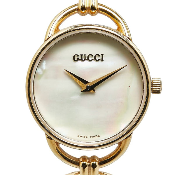グッチ 腕時計 6000.2.L クオーツ シェル文字盤 レザー レディース GUCCI 【中古】