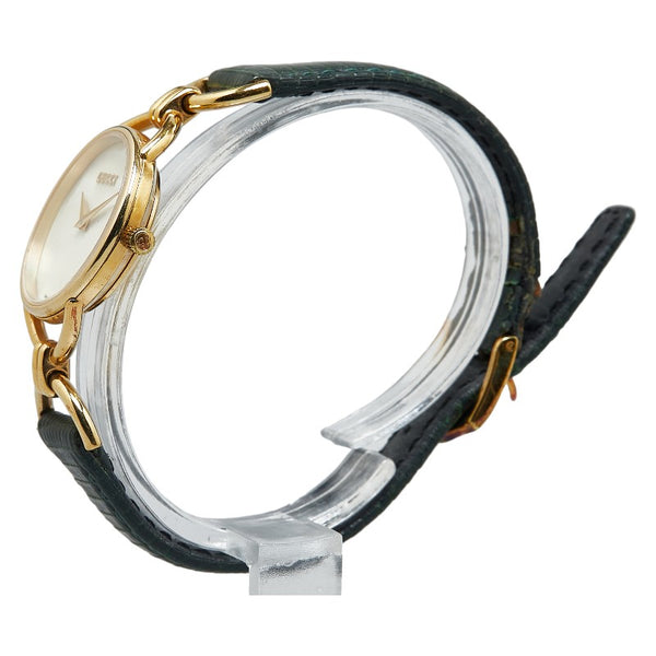 グッチ 腕時計 6000.2.L クオーツ シェル文字盤 レザー レディース GUCCI 【中古】