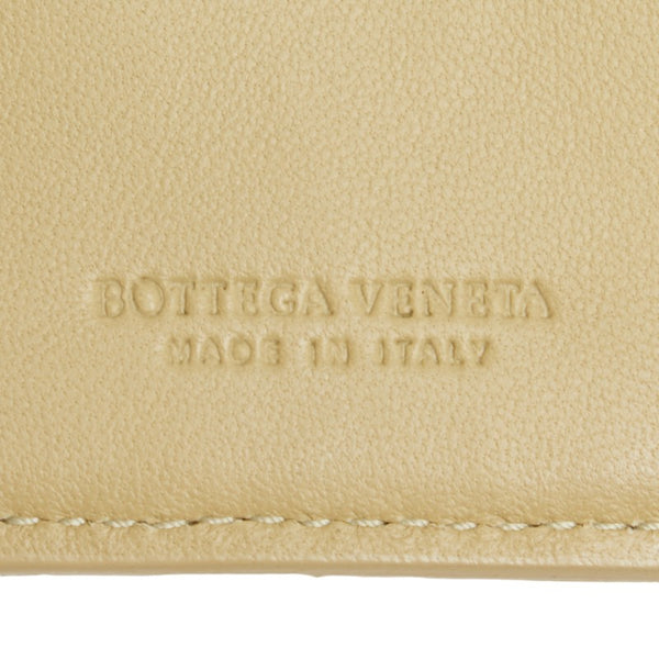ボッテガヴェネタ イントレチャート 二つ折り財布 ベージュ レザー レディース BOTTEGAVENETA 【中古】