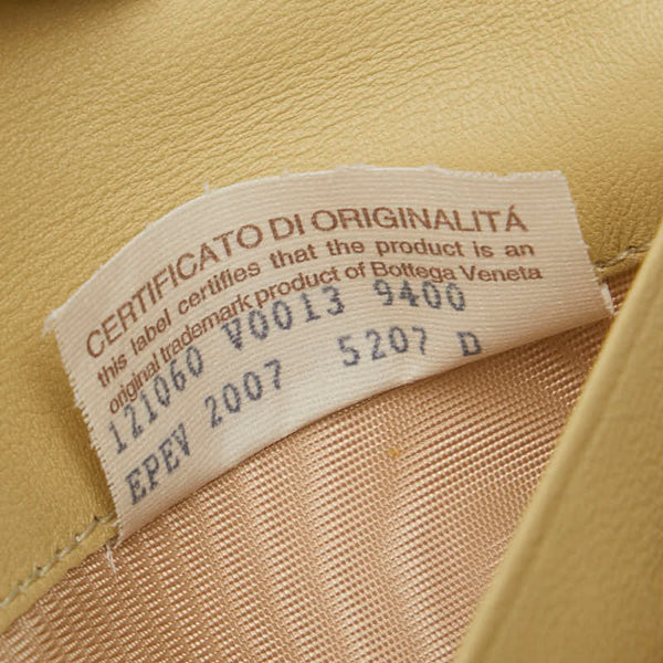 ボッテガヴェネタ イントレチャート 二つ折り財布 ベージュ レザー レディース BOTTEGAVENETA 【中古】