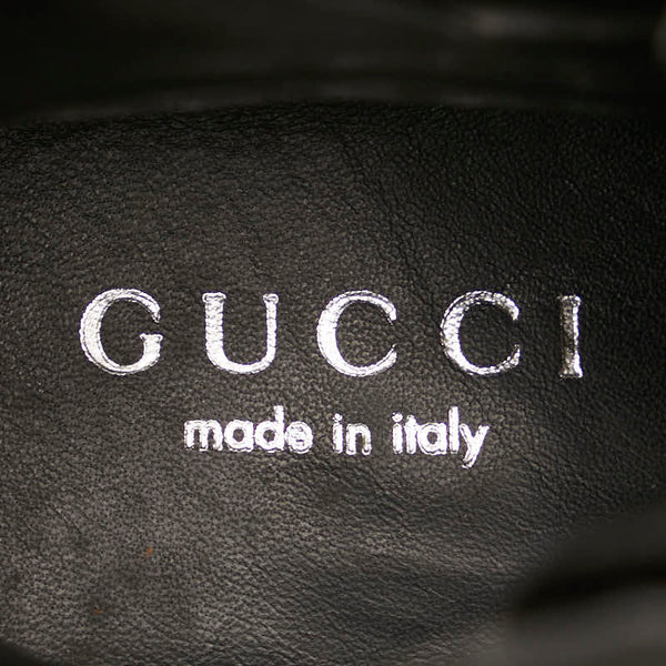 グッチ シェリーライン ブーツ 104 0227 ブラック キャンバス ナイロン レディース GUCCI 【中古】