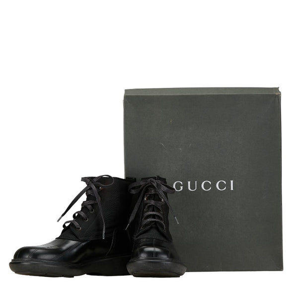 グッチ シェリーライン ブーツ 104 0227 ブラック キャンバス ナイロン レディース GUCCI 【中古】