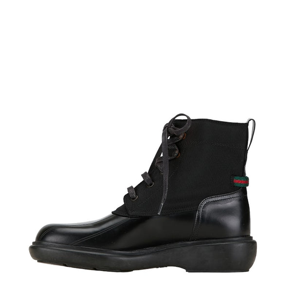 グッチ シェリーライン ブーツ 104 0227 ブラック キャンバス ナイロン レディース GUCCI 【中古】