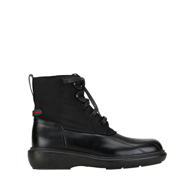 グッチ シェリーライン ブーツ 104 0227 ブラック キャンバス ナイロン レディース GUCCI 【中古】