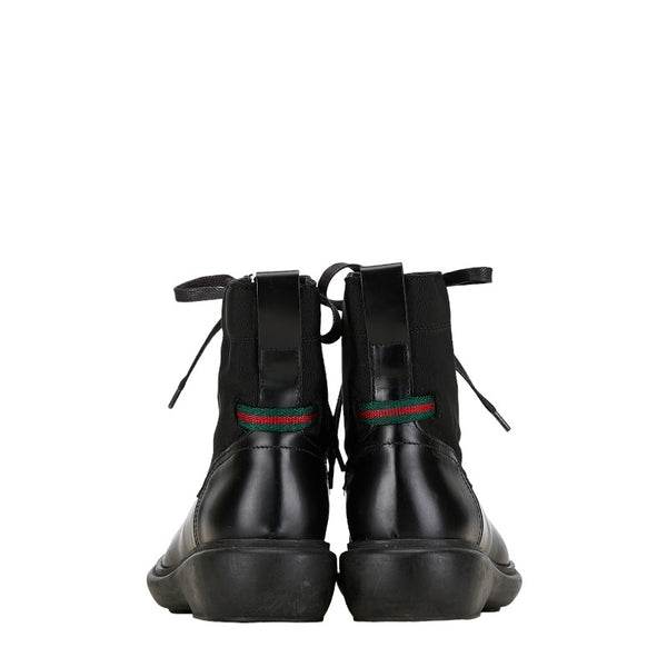 グッチ シェリーライン ブーツ 104 0227 ブラック キャンバス ナイロン レディース GUCCI 【中古】