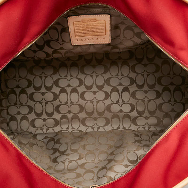 コーチ トートバッグ ショルダーバッグ 25-5968 レッド ベージュ キャンバス レザー レディース COACH 【中古】