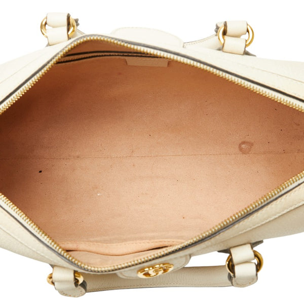 グッチ オフィディア シェリーライン ミニボストン ハンドバッグ ショルダーバッグ 2WAY 524532 ホワイト キャンバス レザー レディース GUCCI 【中古】