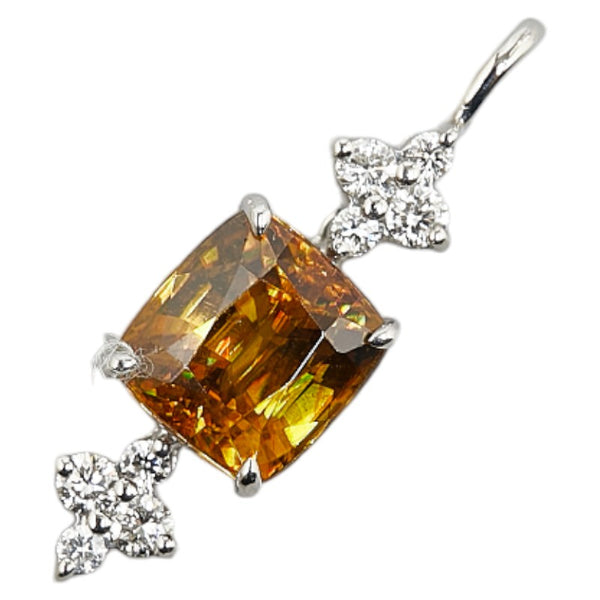 Pt900 プラチナ スフェーン3.20ct ダイヤ0.24ct ペンダントトップ レディース 【中古】