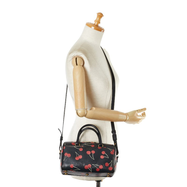 サンローラン チェリー ベイビーダッフル ハンドバッグ ショルダーバッグ 2WAY 330958 ブラック レザー レディース SAINT LAURENT 【中古】