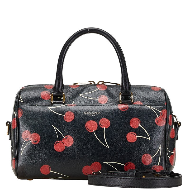 サンローラン チェリー ベイビーダッフル ハンドバッグ ショルダーバッグ 2WAY 330958 ブラック レザー レディース SAINT LAURENT 【中古】