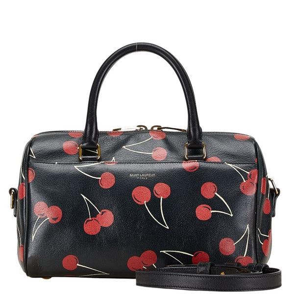 サンローラン チェリー ベイビーダッフル ハンドバッグ ショルダーバッグ 2WAY 330958 ブラック レザー レディース SAINT LAURENT 【中古】