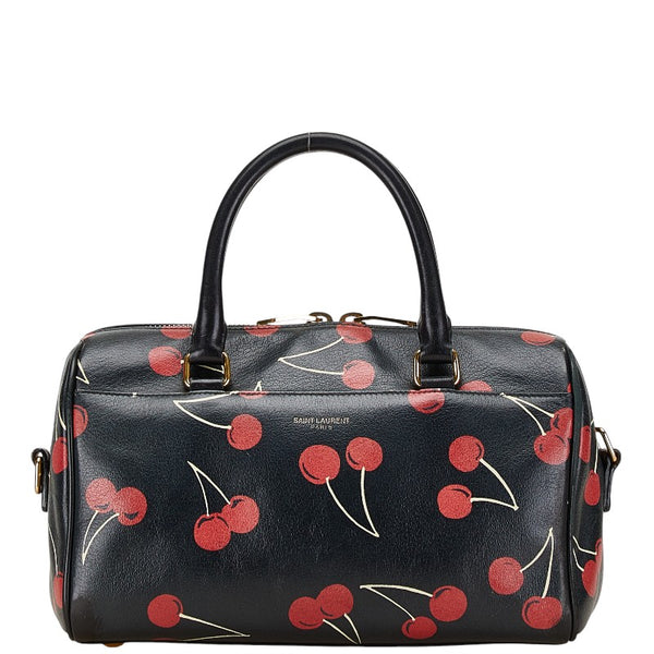 サンローラン チェリー ベイビーダッフル ハンドバッグ ショルダーバッグ 2WAY 330958 ブラック レザー レディース SAINT LAURENT 【中古】
